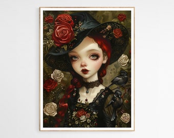Wendy The Witch Doll Art Print | Spooky Halloween Decor, Gothic Wall Art, Fantasy Enthusiasts, Gothic Gifts