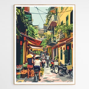Hanoi Vietnam Street Kunstdruck | Lebendige Kulturelle Szene, Wandkunst für Zuhause und Büro, Nachdenkliche Geschenkidee