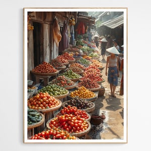 Market in Vietnam Art Print | Vietnam Cultural Print, Elegant Art Print, Home Interior Art, Zen Living Gift