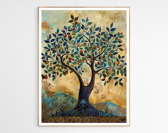 Intricate Olive Tree Art Print | Traditional Palestine Decor, Unique Decor for Home, Gift for Muslim, Arabic Culture and Tradition