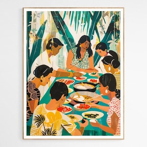 Tradition in Every Bite Art Print | Filipino Kamayan Scene, Salu-Salo Culture, Philippines