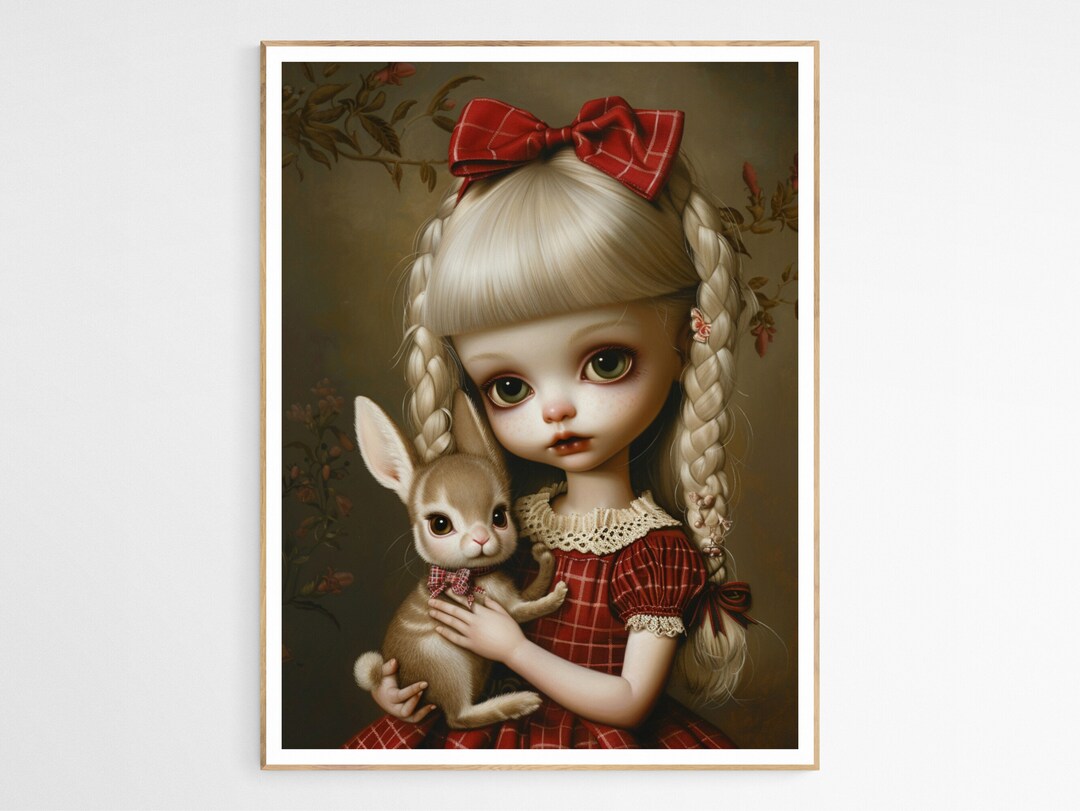 Kaylie and the Rabbit Doll Art Print | Abstract Doll Art Print, Modern ...