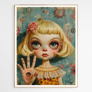 Poppy and the Third Eye Doll Art Print | Creepy Doll Art Decor, Horror Wall Art, Vintage Doll Collection, Retro Doll Bedroom Decor