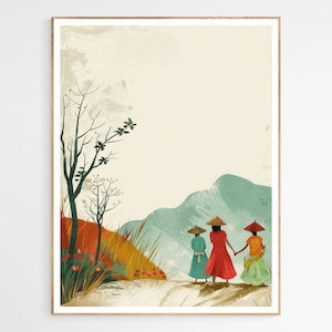 Pathway of the Philippines Villagers Art Print | Vibrant Filipino Villagers Artwork, Handcrafted Village Life Print, Cultural Decor Gift
