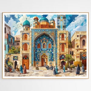 Enchanting Persian Courtyard Art Print | Abstract Persian Art Print, Intricate Wall Decor, Trendy Decor Gift
