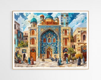 Enchanting Persian Courtyard Art Print | Abstract Persian Art Print, Intricate Wall Decor, Trendy Decor Gift