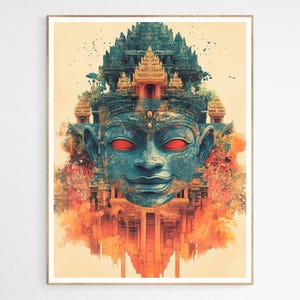 Statue of Angkor Wat Art Print | Cambodia Scenery Wall Decor, Gift for Him