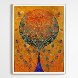 Beauty of a Peacock Islamic Art Print | Vibrant Decoration Artwork, Spiritual Home Decor, Eid Gift