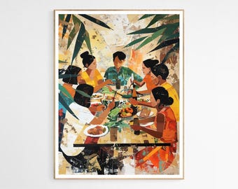 Stampa artistica con le tradizioni filippine di Salu-Salo / Decorazione murale con cucina filippina, per appassionati di cultura