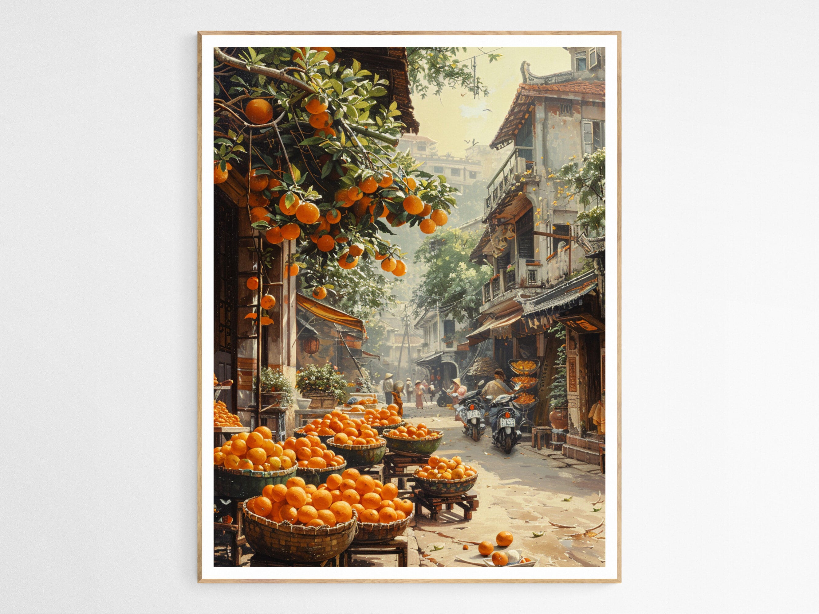 Hanoi Vietnam Street Market Art Print | Traditional Vietnamese Art Print, Home Decor, Ethnic Artwork Gift