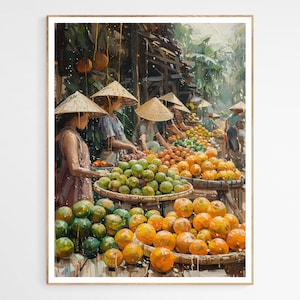 Vietnam Villagers Fruit Market Art Print | Vibrant Vietnamese Home Decor, Perfect Asian Heritage Gift, Vietnamese Culture Art