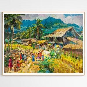 Beyond Bamboo Art Print |  Colorful Filipino Culture Art Print, Authentic Village Life Illustration, Perfect Gift for Culture Enthusiasts