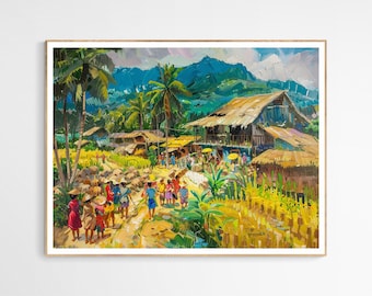 Beyond Bamboo Art Print |  Colorful Filipino Culture Art Print, Authentic Village Life Illustration, Perfect Gift for Culture Enthusiasts