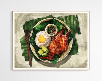 Colorful Kamayan Feast Art Print | Filipino Cuisine Art Print, Perfect Kitchen Decor, Foodie Appreciation Gift