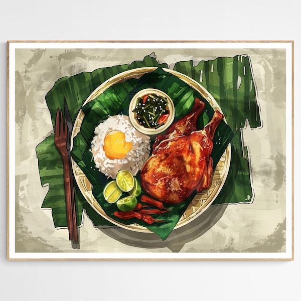 Colorful Kamayan Feast Art Print | Filipino Cuisine Art Print, Perfect Kitchen Decor, Foodie Appreciation Gift