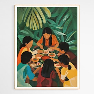 Harvest of Joy Art Print | Filipino Kamayan, Salu-Salo Scene, Cultural Gift Philippines