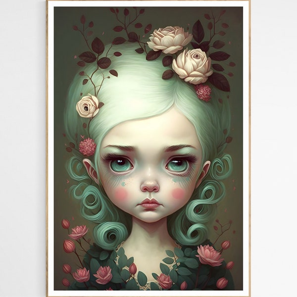 Blue Ice Doll Art Print | Captivating Doll Inspired Print, Unique Artistic Decor, Enhances Living Room, Special Housewarming Gift