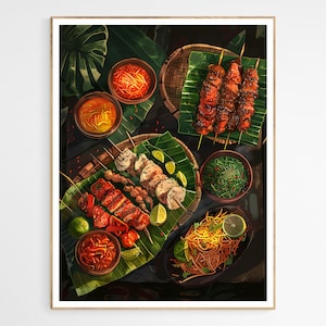 One of A Kind Filipino Boodle Fight Feast Art Print | Filipino Cuisine Art, Pinoy Art, Culinary Art Print , Cultural Wall Decor