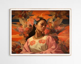 Splendida stampa artistica di una guerriera filippina / Celebrazione del patrimonio filippino, collezione d'arte unica e rara, regali per lei