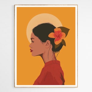 Vibrant Filipina Woman Art Print, Elegant Wall Decor, Perfect for Home Styling, Unique Gift for Art Lovers