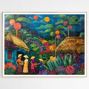 Filipino Villagers Art Print | Philippines Folklore Art, Intricate Filipino Patterns Art Print, Decorative Home Art