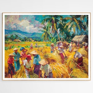 Workers in the Sun Art Print | Philippines Landscape Wall Decor, Gifts for Her, Cultural Masterpiece