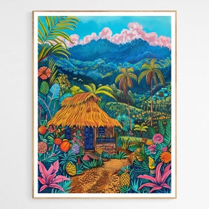 Enchanting Tropical Nature Filipino Village Art Print | Filipino Countryside, Tropical Scene, Philippines Decor, Ethnic Heritage, Home Decor