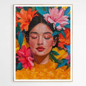 Floral Filipina Lady Art Print | Vibrant Cultural Wall Decor, Perfect for Home Gallery, Unique Housewarming Gift