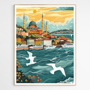 Istanbul Horizon Art Print | Turkey Travel Art, Stunning Cityscape Wall Decor for Home, Perfect Gift for Travel Lovers or Art Enthusiasts