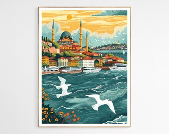 Istanbul Horizon Art Print | Turkey Travel Art, Stunning Cityscape Wall Decor for Home, Perfect Gift for Travel Lovers or Art Enthusiasts