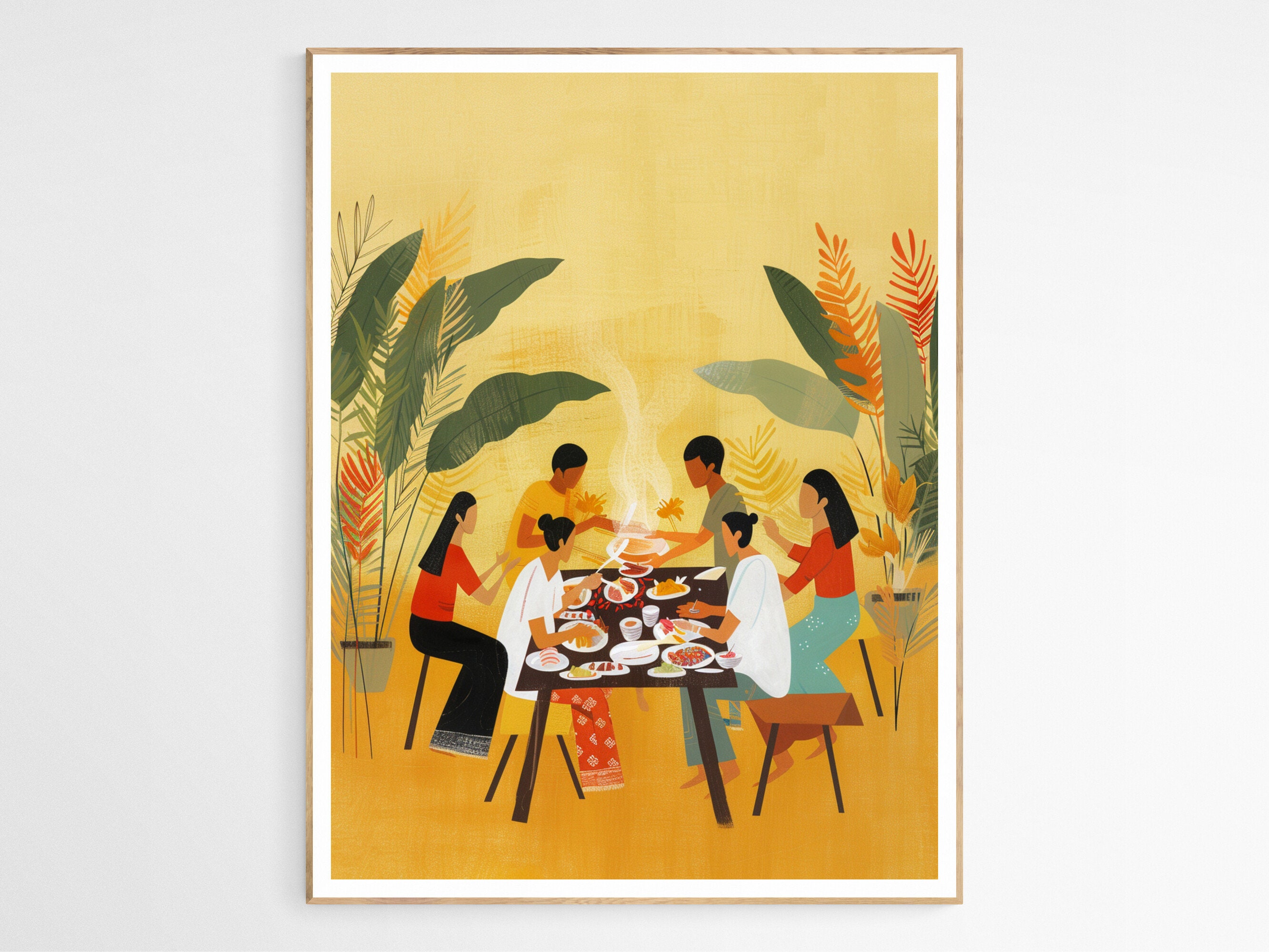 Authentic Filipino Kamayan Feast Art Print | Traditional Dining Scene, Unique Gift for Cultural Enthusiasts, Philippines Heritage