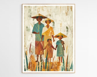 Stampa artistica di famiglia filippina / Celebrazione delle famiglie filippine, ottimo regalo per gli appassionati di cultura, viaggi nelle Filippine
