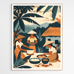 Filipino Villagers Day in the Life Art Print | Celebrating Filipino Heritage, Cultural Gift for Philippines Enthusiasts, Philippines Travel