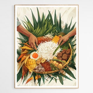 Traditional Filipino Kamayan Feast Art Print | Filipino Cultural Wall Decor, Cultural Home Decor, Ideal Gift for Chefs, Philippines Travel