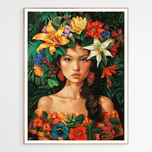 Charming Filipina Lady Art Print | Elegant Home Office Artwork, Inspirational Decor, Thoughtful Birthday Gift