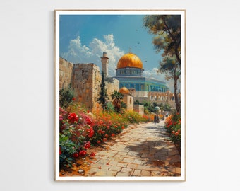 Captivating Al-Aqsa Mosque Art Print | Vibrant Wall Decor for Home, Islamic Architecture Gift