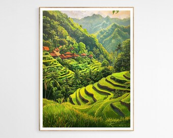 Impresión artística de vívidos arrozales filipinos / Auténtico arte mural con vistas al campo, ideal para sala de estar o cocina, regalo para amantes de los viajes
