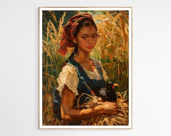 Exquisite Filipina Girl Art Print | Traditional Dress Art Print, Enhances Living Room or Studio, Ideal Wedding Gift