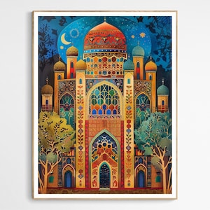 Traditional Islamic Mosque Design Art Print | Stunning Wall Art for Living Room, Perfect Eid Gift, Sacred Art Print, Islamic Festivity Art