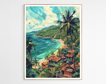 Stampa artistica con vista sull'isola delle Filippine / Illustrazione delle isole Filippine, Decorazione culturale filippina, Decorazione per camera da letto