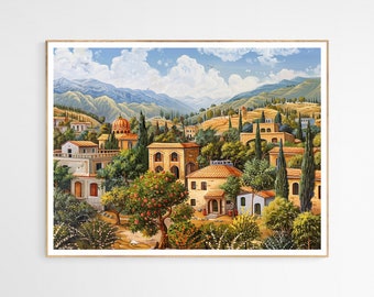 Idyllic Persian Countryside Village Art Print | Cultural Art, Exquisite Persia Art, Elegant Home Decoration, Ideal for Collectors