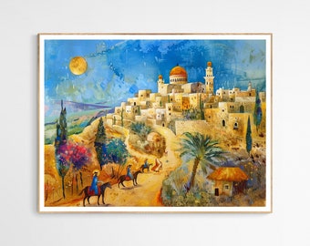 Stunning Bethlehem City Skyline Art Print | Stunning Wall Art Decor, Meaningful Bethlehem Gift, Star of Bethlehem