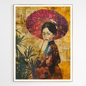 Traditional Vietnamese Lady Art Print | Traditional Vietnamese Art Decor, Elegant Home Decor, Authentic Asian Gift Idea