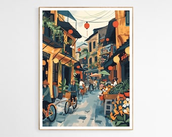 ベトナムの水彩画、ベトナムの壁画、ベトナムの伝統的な市場のアート