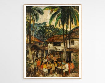 Stampa artistica "Un villaggio chiamato casa" / Cultura tradizionale filippina, perfetta per l'esposizione in soggiorno, regalo speciale per collezionisti