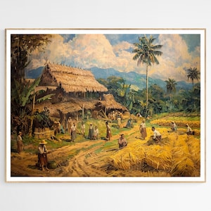 Summer Philippines Farm Art Print | Traditional Filipino Life Decor, Wall Decor for Cultural Enthusiasts, Unique Housewarming Gift