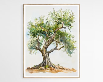 Beautiful Olive Tree Art Print | Traditional Palestinian Decor, Living Room Decor for Muslims, Arabic Art, Middle Eastern Decor