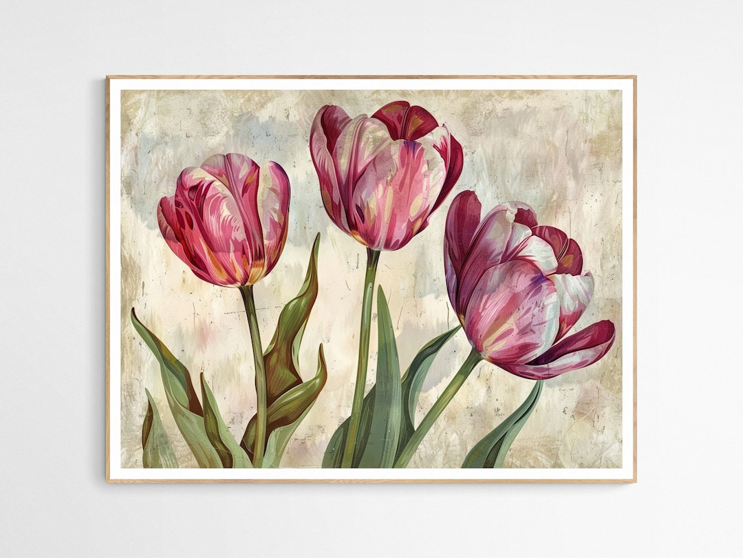 Vintage Tulips Art Print | Floral Wall Decor, Vintage Flowers Art ...