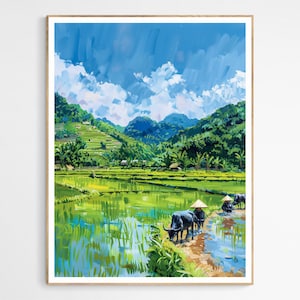 Lush Vietnamese Countryside Rice Paddies Art Print | Vietnam Culture Wall Art, Scenic Art Print, Home Decoration, Unique Travel Gift