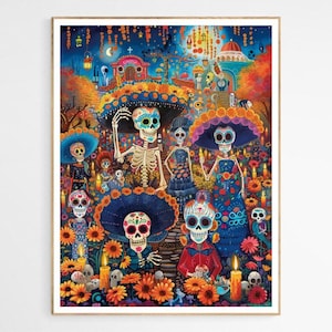Impression d&#39;art de célébration de crâne de sucre | Día De Los Muertos, le Jour des Morts Décoration d&#39;intérieur